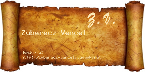Zuberecz Vencel névjegykártya